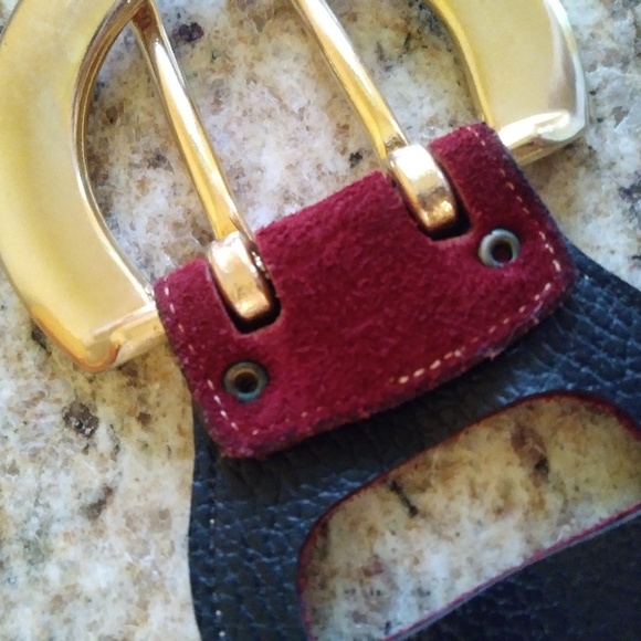 Vintage Hand-Painted Maroon Leather Suede Belt - Picture 7 of 8